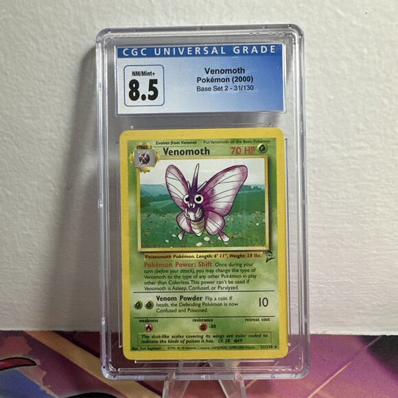Pokémon TCG Venomoth Base Set 2 31/130 Unlimited WOTC  CGC 9 Blue Label - Picture 1 of 2